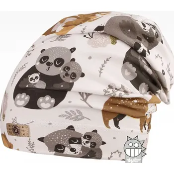 Čepice čepice Dráče 06 převis homeless bílá s lesními zvířátky velikost čepic: 48-50cm (1-2 roky, RDX vel.3)