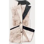 Krémová dámská vesta s kožíškem (BR9593-46) odstíny bílé XL (42)