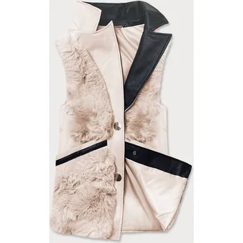 Dámská vesta Krémová dámská vesta s kožíškem (BR9593-46) odstíny bílé XL (42)