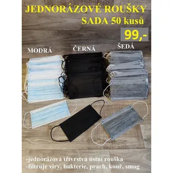 rouška JEDNORÁZOVÉ ROUŠKY PRO DOSPĚLÉ - ŠEDÁ