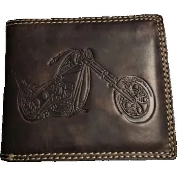 Peněženka Pánská kožená peněženka motorka DARK BROWN