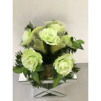 Smuteční dekorace Smuteční kytice z umělých květin květináč - růže kremové