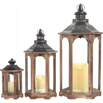 Lucerna Dřevěná lucerna MSL3117BR - 34,5 cm