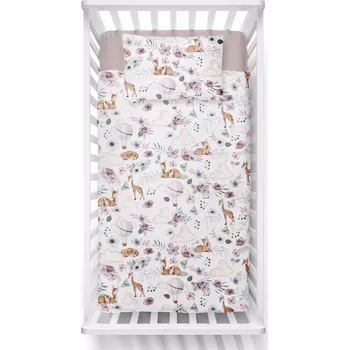 Příslušenství pro dětskou postel a kolébku 2-dílná sada do postýlky/postele + výplň Srnečky - 90X120 CM