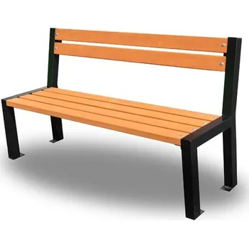 Zahradní lavice Pevná lavička do parků a veřejných prostor ocel / masivní dřevo, 162 cm