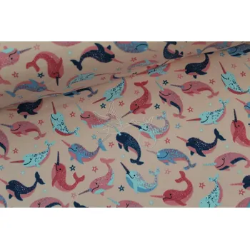 Teplákovina nepočesaná - Velryby na růžové