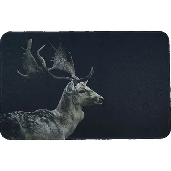 Rohožka Černá podlahová rohožka s daňkem Deer - 75*50*1cm