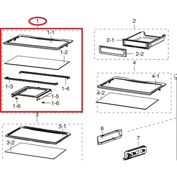 Příslušenství pro lednici Samsung DA97-06685D 1. police z vrchu v pravé části chladničky