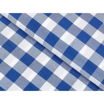 Dekorační látka Rebeka RE-007 Modro-bílá kostka velká - šířka 140 cm