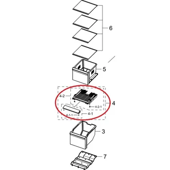 Příslušenství pro lednici Samsung DA97-19217B 5. police plastová z vrchu v levé části mrazničky pro americkou lednici