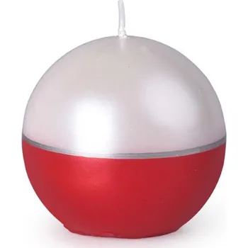 Svíčka Půlená s páskem Koule 70 mm červená svíčka 139 gram