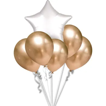 Balónek Balónky chromové zlaté a bílá hvězda set balonky.cz b81017