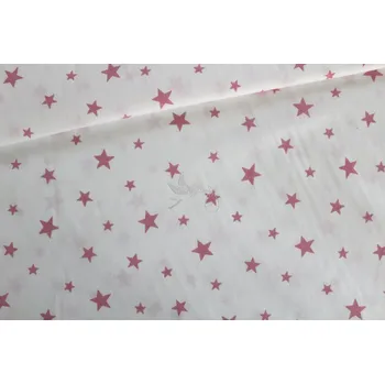 Růžové hvězdy na bílé - bavlněné plátno, šíře 240cm