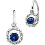 Dětské stříbrné náušnice s tmavě modrým zirkonem