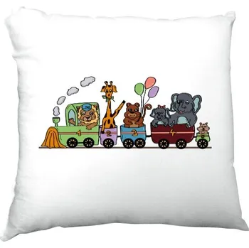 Polštář Polštář saténový s potiskem Polštář s veselým vláčkem - zvířátka ZOO