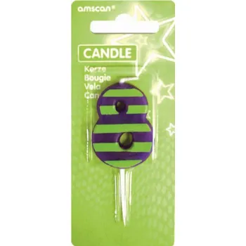 Dortová svíčka Amscan SVÍČKA narozeninová číslice 8 Dots & Stripes 7,6cm