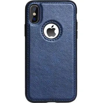 Pouzdro na mobilní telefon Kožený obal s výřezem pro logo iPhone X/XS Barva: Tmavě modrá