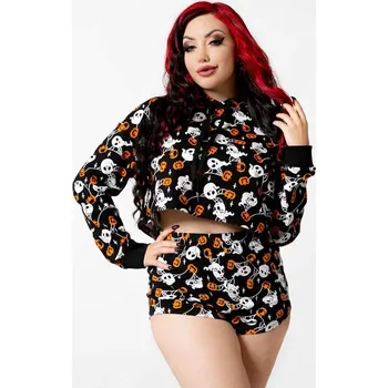 Dámská mikina mikina s kapucí dámské - Haunted Pumpkin Cropped - KILLSTAR - KSRA004601 - XL
