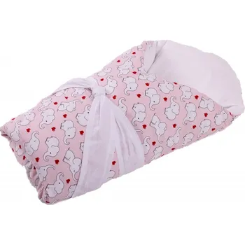 Zavinovačka JAN peří Péřová zavinovačka "Dráček" sloni růžoví - Péřová zavinovačka "Dráček" 80x80 cm sloni růžoví vnitřek + potah