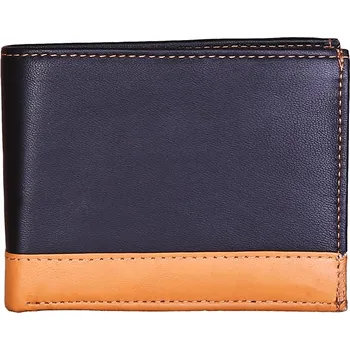 Peněženka Ridgeback Kožená peněženka 104 W S BLACK se sv.hnědým pruhem