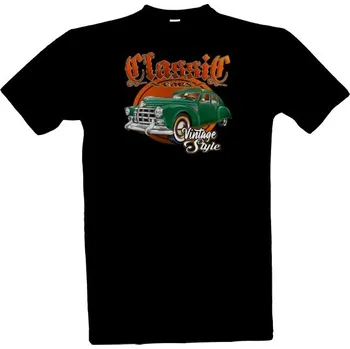 Tričko s potiskem Retro auto zelené 2-classic cars pánské