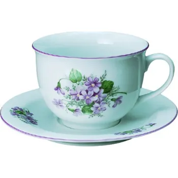 Porcelánový šálek s podšálkem FIALKY - 500 ml