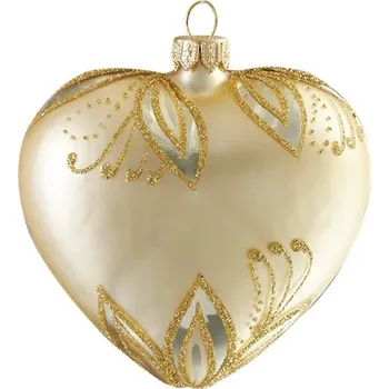 Vánoční dekorace Vánoční srdce zlaté dekor lístky