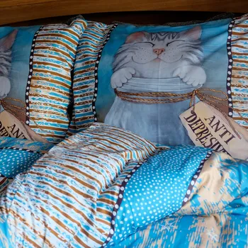 Povlečení Zuzana Honsová Saténové povlečení na jednolůžko - Kočka jako lék - hnědý