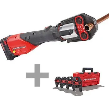 Dílenský lis Aku Lisovačka Romax 4000 Basic Set 4 Ah + 4 čelisti v kufru Rothenberger SB1000001840 (Rothenberger SB1000001840 Set - Akumulátorový elektrohydraulický přístroj k lisování koncovek + 4 čelisti Standard v kufru)
