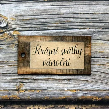 Dárková krabička Dřevěná visačka 95 mm - Krásné svátky vánoční