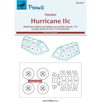 Plastikový model Peewit 1/72 Canopy mask Hawker Hurricane IIc (ZVE)