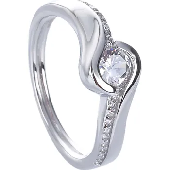 Prsten Bealio BEALIO Stříbrný prsten SOLITÉR VLNKY Velikost prstenu: 54 03-11099-0807