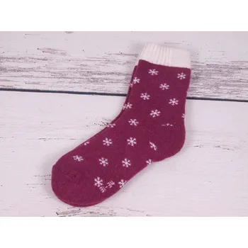 CNB BERLIN Termo ponožky DE 57502 teplé s vlnou vínové s vločkami velikosti ponožek: 23-25 (EUR vel. 35-38)