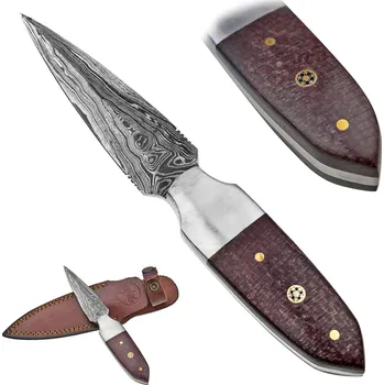 kapesní nůž PAK Damašková dýka "HORIZON" s koženým pouzdrem