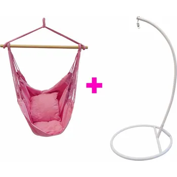 Křeslo IWHOME Závěsné křeslo FAIO starorůžová + stojan ERIS bílá IWH-10190010 + IWH-10260001