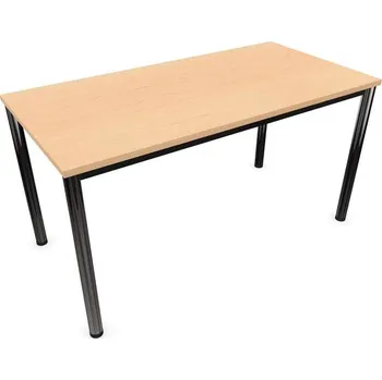 Jednací stůl Stůl konferenční, podnoží kulaté, lesklé, barva javor, š x h: 1400 x 700 mm