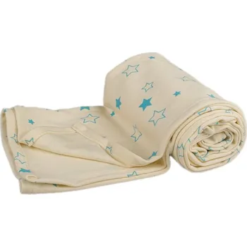 Dětská deka Kaarsgaren Letní deka 70 x 100cm z biobavlny hvězdičky aqua