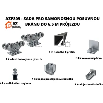 Pohon brány AZP809 - sada pro samonosnou posuvnou bránu do 7 m průjezdu, DOPRAVA ZDARMA!