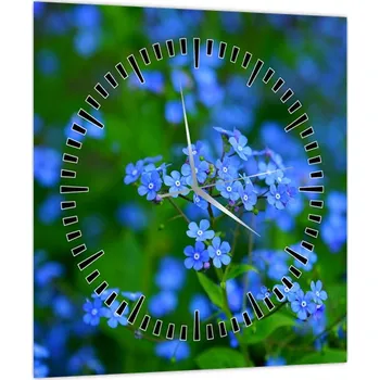 Obraz LuxusniObrazy.cz Obraz modrých květin (s hodinami)