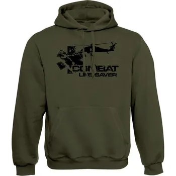 Pánská móda Mikina s kapucí COMBAT LIFESAVER (CLS) - olivová
