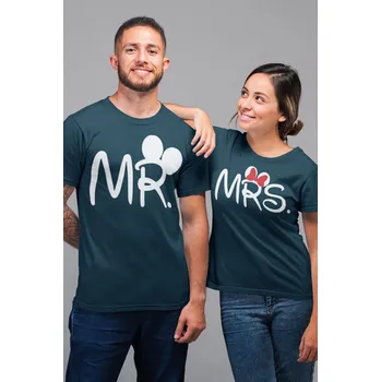 Pánské tričko Trička pro páry MR a MRS Barva: Petrolejová, Dámska velikost: 2XL, Pánska velikost: 4XL