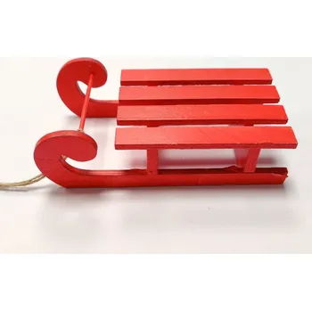 Vánoční dekorace Sáňky dřevo červené