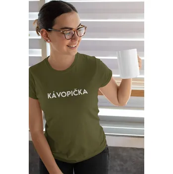 Dámské oblečení Dámské tričko Kávopička Barva: Khaki, Velikost: XS