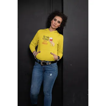 Dámská mikina Dámská mikina Pij víno Barva: Žlutá, Velikost: XL