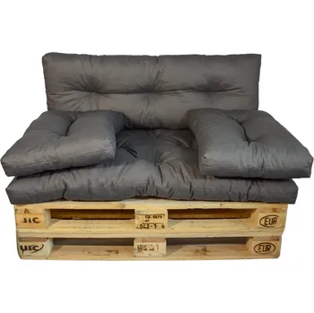 Podsedák Polstr na paletový nábytek s opěrkou a polštáři - šedý