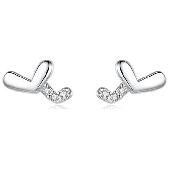 Náušnice NUBIS® Stříbrné náušnice dvojitá srdíčka - NB-3560