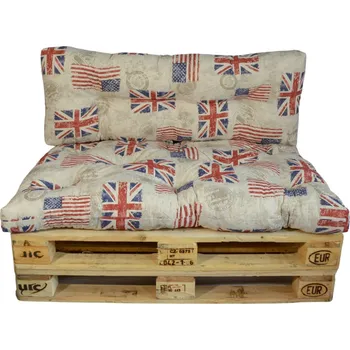 Podsedák Polstr na paletový nábytek s opěrkou - vlajky