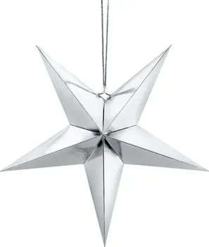 Vánoční dekorace PartyDeco Závěsná papírová hvězda stříbrná 5 ks 45 cm