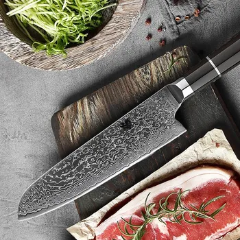 Kuchyňský nůž Swityf - kuchyňské nože Damaškový nůž santoku 18 cm DSK-EK