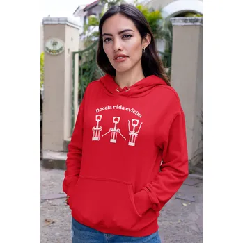 Dámská mikina Dámská mikina Docela ráda cvičím Barva: Červená, Velikost: L